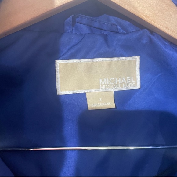 Michael Kors Blue Trench Coat with Black Accents - Picture 3 of 4